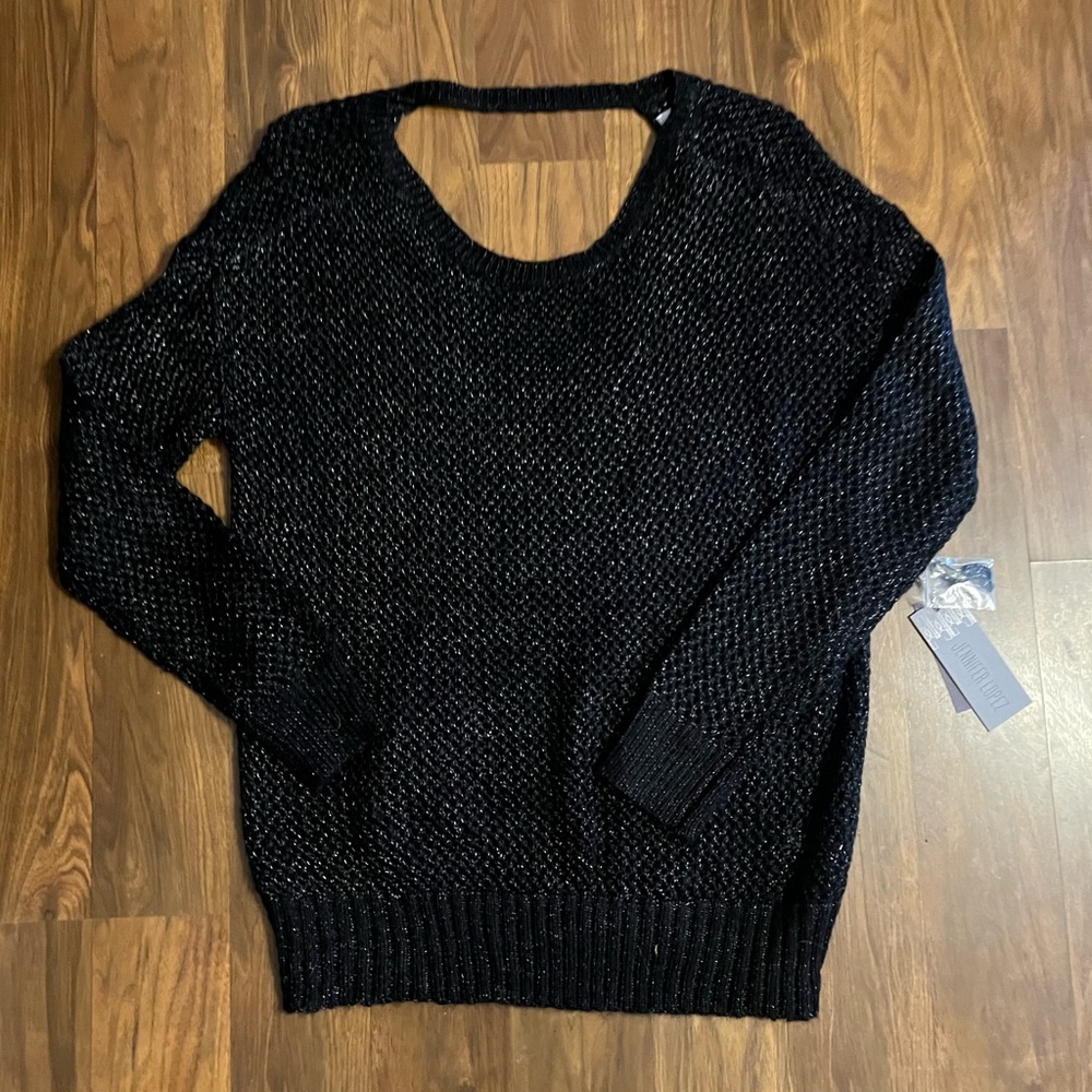 Jennifer Lopez Black Sweater: Size Medium/NEW WITH TAGS